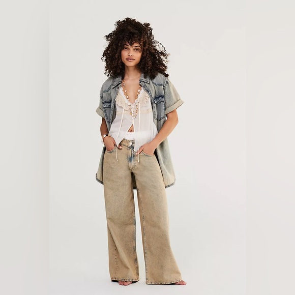 Free People We The Free Waterfalls Baggy Wide-Leg Jeans - Picture 1 of 11